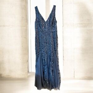 Ever Pretty Blue Sequin Leaf Dress size 2XL